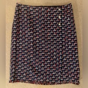 Talbots Women’s Size 12 Fully Lined Red, White and Blue Tweed Pencil Skirt